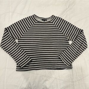 Beyond Yoga Live Out Loud Striped Long Sleeve Cropped Pullover Sweatshirt XS